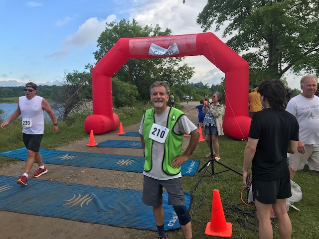 Transplant Ambassador &amp; Living Kidney Donor, Ricardo, all smiles on Sunday, June 23, 2024, at the finish line of the 10km Big Little Run 2024 for Big Brothers Big Sisters of Canada Guelph!