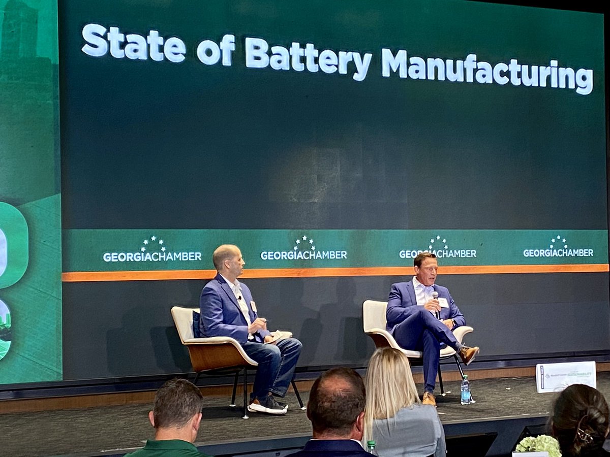 Jason Peace, Senior VP of Business Development at @FREYRBattery, and Greg King, Associate VP for Economic Development at <a href="/GeorgiaTech/">Georgia Tech</a>, discuss the critical role of battery manufacturing in support of EV sector growth and GA's economic innovation. #GCCFOS