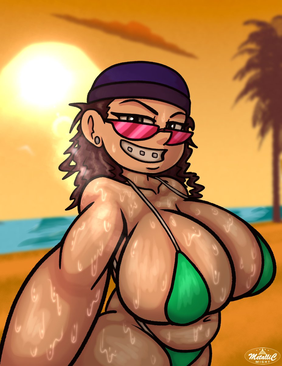 Metallic_Might's tweet photo. Last weekend I missed out on going to the beach with @mrbonefeng and @DoompyPomp .

To cheer me up; Doompy sent me a cute selfie. I can't share irl pic lol, so I decided to recreate it. https://t.co/YBKAmR0Ebp
