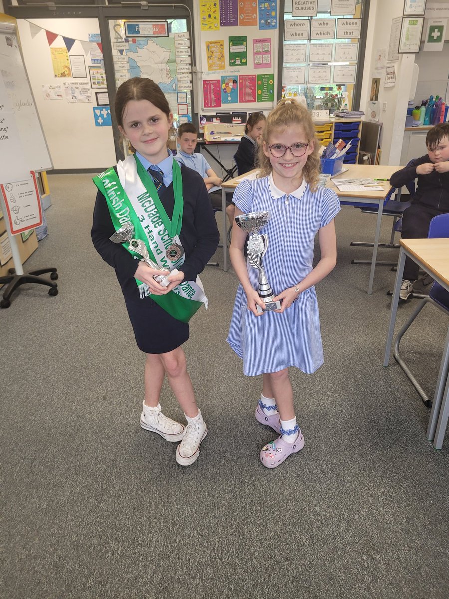 Well done to these our two very successful Irish dancing class mates. <a href="/saintninians/">St Ninian's Primary</a>
