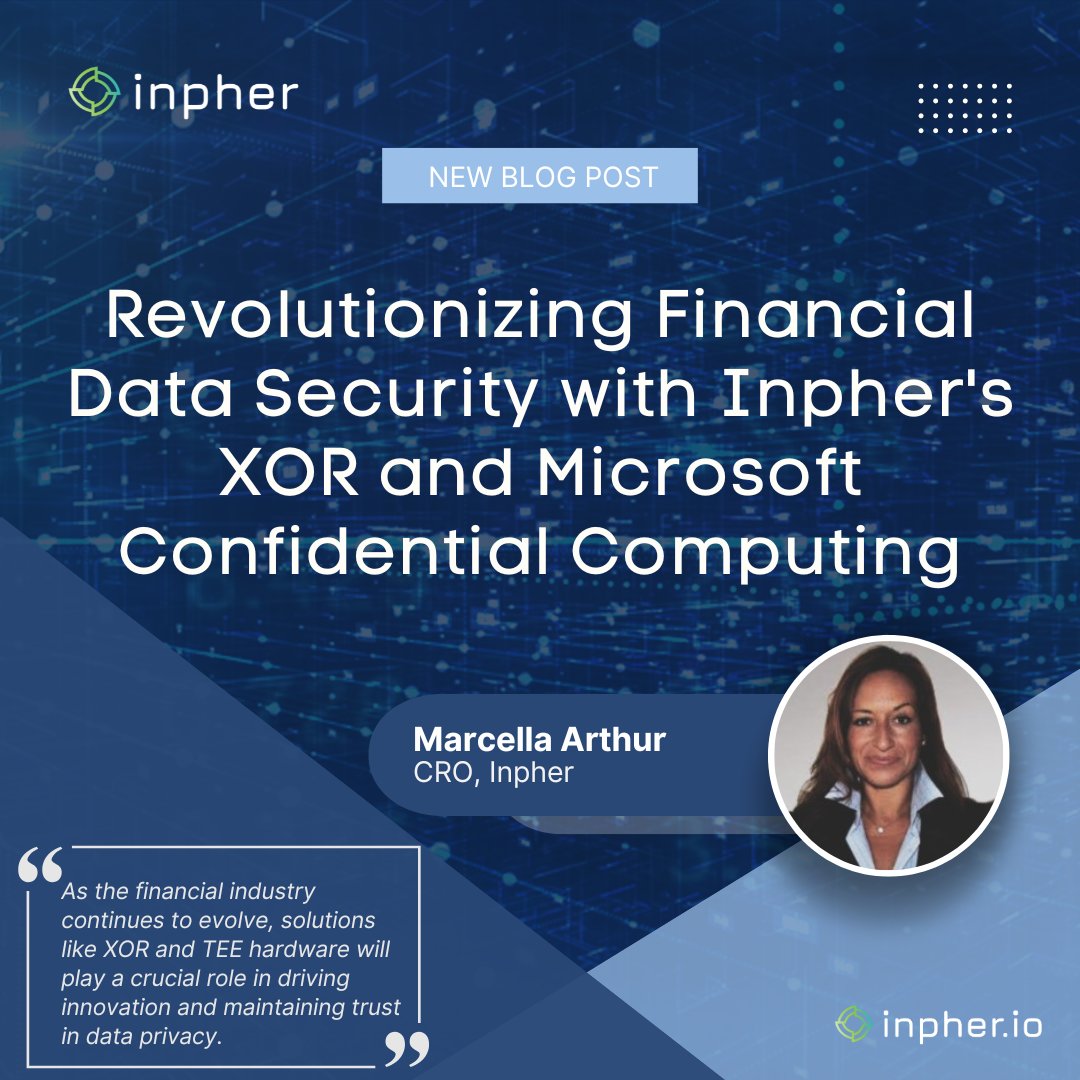 inpher (@inpher_io) on Twitter photo Our latest blog post delves into how XOR and trusted execution environment (TEE) hardware combine to protect data during processing. 
hubs.li/Q02Dbnql0 Our latest blog post delves into how XOR and trusted execution environment (TEE) hardware combine to protect data during processing. 
hubs.li/Q02Dbnql0