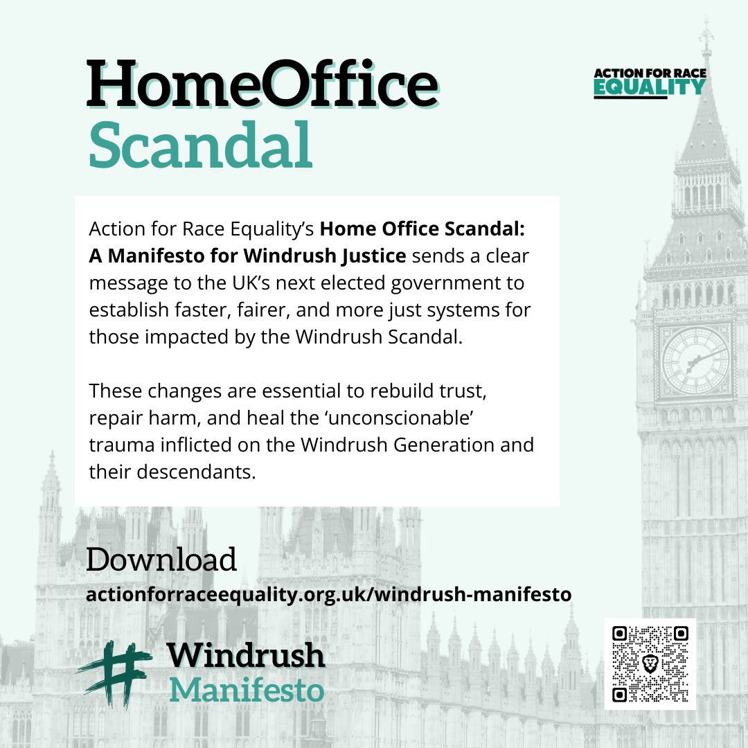 It's time for change.  

We're working with 20 #WindrushJustice groups &amp; campaigners, to highlight to the UK's next gov what they need to action to heal from the Home Office's #WindrushScandal
  
Here's what we want leaders to commit to:
actionforraceequality.org.uk/wp-content/upl…