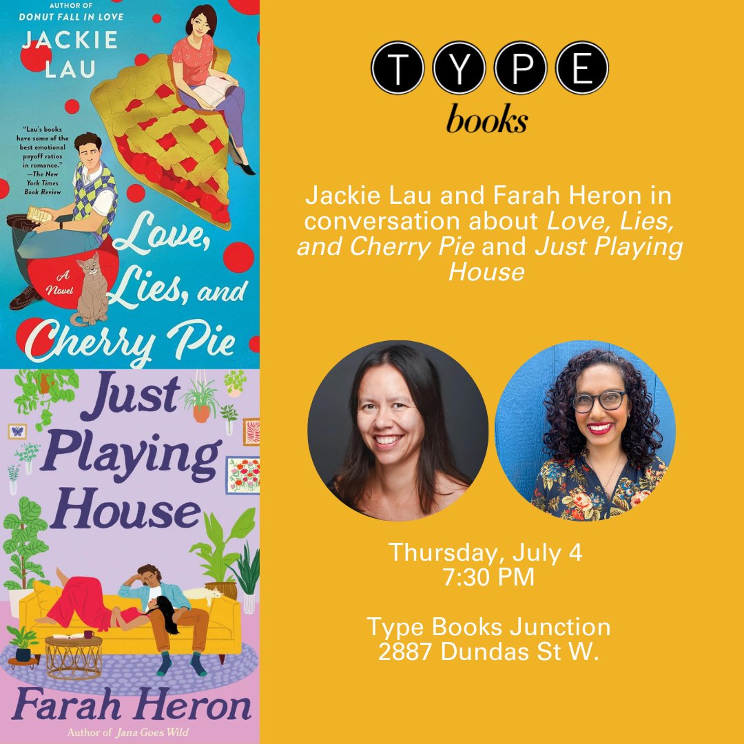 Jackie Lau (@jackielaubooks) on Twitter photo If you're in the Toronto area, join <a href="/FarahHeron/">Farah Heron</a> and I at TYPE Books in the Junction next Thursday! If you're in the Toronto area, join <a href="/FarahHeron/">Farah Heron</a> and I at TYPE Books in the Junction next Thursday!