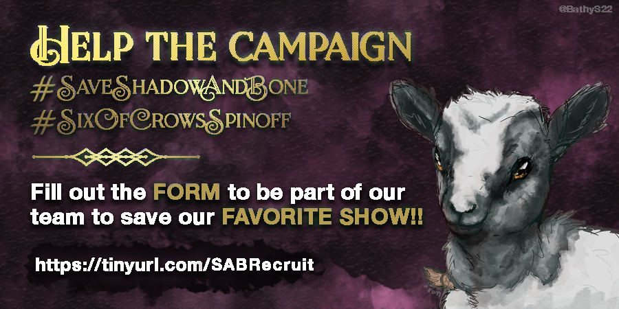 savethegrisha's tweet photo. Do you always binge new shows & engage with fandoms?
Join our Collaboration Team to help promote our show to new fandoms by writing similarity posts for social media & preparing crossover tweet parties!
https://t.co/wM8Vrhxag8
#SaveShadowAndBone
#SixOfCrowsSpinoff
#SundAndShadow https://t.co/urhjR4WtZA