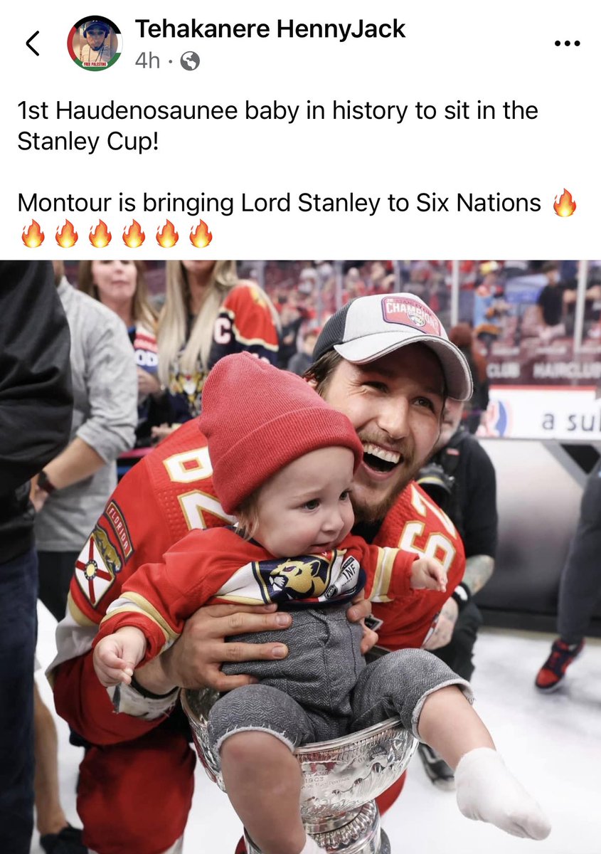 Robyn Michaud (@giwedinanangkwe) on Twitter photo Regardless of who you were cheering for last night, this picture of <a href="/FlaPanthers/">Florida Panthers</a> Brandon Montour of Six Nations will melt your heart.
In our communities, when one of us wins, we ALL win.
🪶❤️🪶❤️🪶 Regardless of who you were cheering for last night, this picture of <a href="/FlaPanthers/">Florida Panthers</a> Brandon Montour of Six Nations will melt your heart.
In our communities, when one of us wins, we ALL win.
🪶❤️🪶❤️🪶