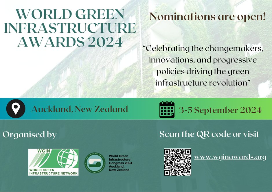 📌The WGIN Awards deadline for submission is extended until 15 July!

📩 Nominate now through the official World Green Infrastructure Awards website 👉 wginawards.org