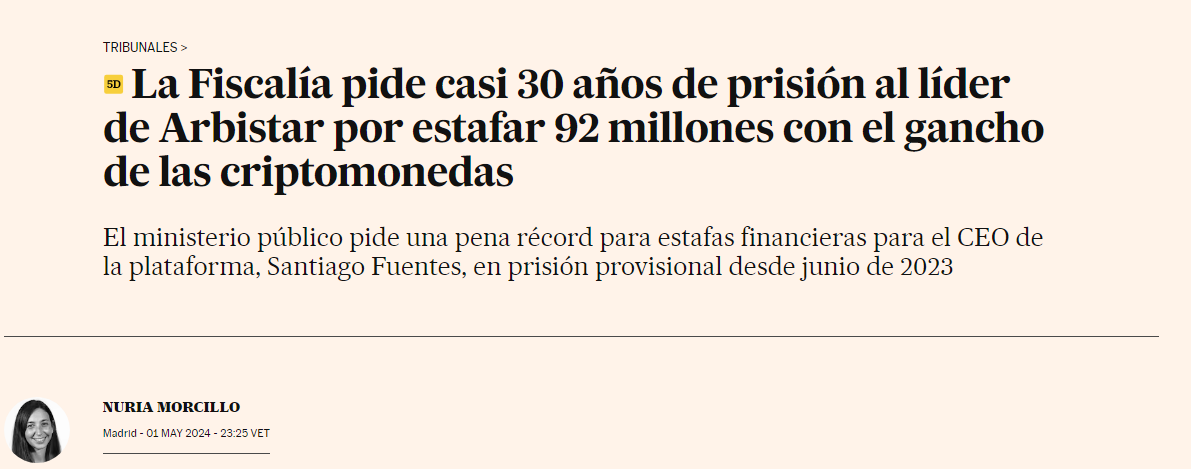 RoamingVzla's tweet photo. #Binance bloquea la cantidad de 1,77 millones de $ en el caso de #Arbistar, la empresa de "arbitraje" de España, la cual vendía un BOT a sus usuarios para ganar dinero.- con oficinas, y personal laborando la empresa prometía grandes ganancias por medio de un algoritmo.- dejo un poco más de 32.000 afectados lo cual piden justicia.-
El Bot según la empresa ofrecía de un 8 a 15% mensual y el único requisito era NO RETIRAR EL DINERO durante 2 meses.-
https://t.co/mvO6WgCW5M