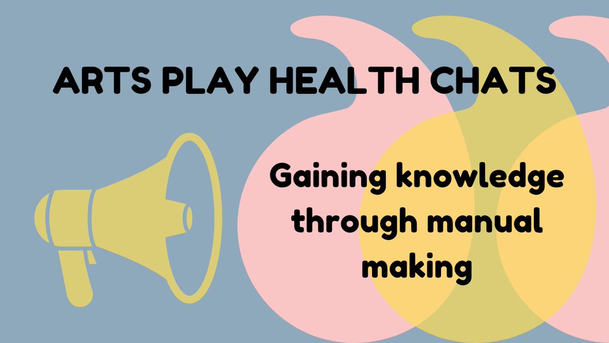 *Last chance to sign up to our chat tomorrow exploring how we can better know our worlds through craft &amp; artistic practices* 
Weds 26 June 4-5pm BST. Facilitated by <a href="/JimmyAnthro/">Jimmy Turner</a> @ArtHealthWY &amp; Pat Scrutton. All welcome artsplayhealth.com/chats
<a href="/wrightl87/">Laura Wright</a>