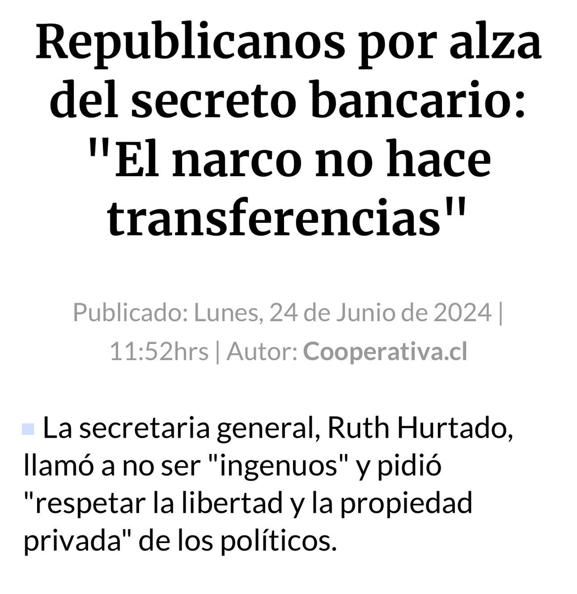 En la mañana dicen querer combatir el crimen organizado y en la tarde se niegan a alzar el secreto bancario. Es una medida clave para derrotar a las mafias. Parece que les importa más el secreto de sus platas que la seguridad de todos. cooperativa.cl/noticias/pais/…