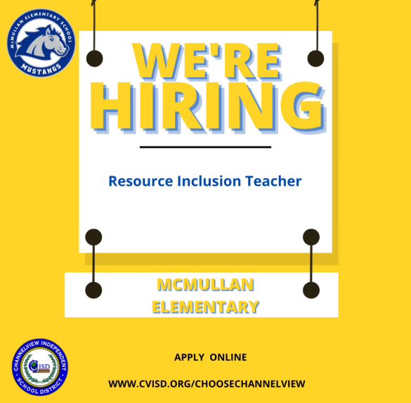 We are in need of an Elementary Certified Sped Teacher for our Resource Program. Come and join the McMullan Mustangs Team! 
#TeamMcMullan 💙🤍🐴