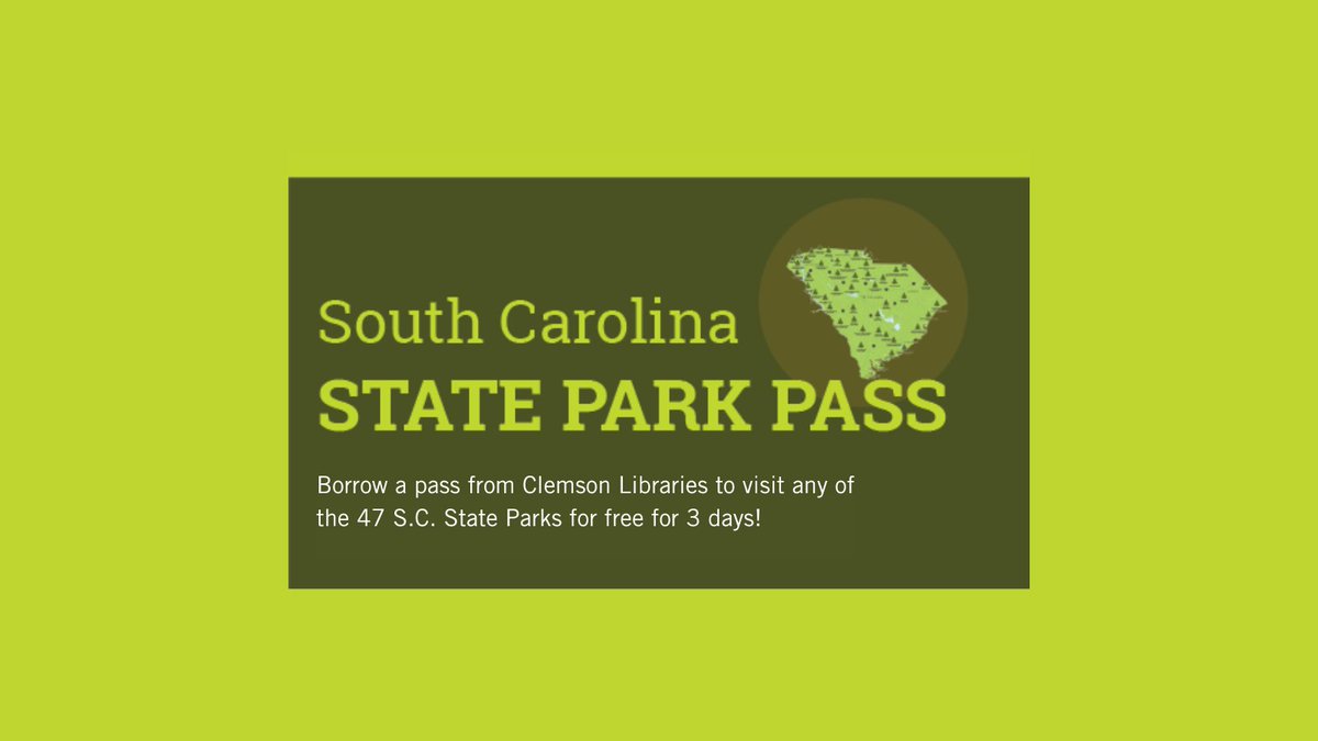 They're back! Clemson Libraries has extended its partnership with the South Carolina State Parks system for another year, making State Parks Passes available for checkout through December 2025! Find out more information on our blog - libraries.clemson.edu/news/state-par…