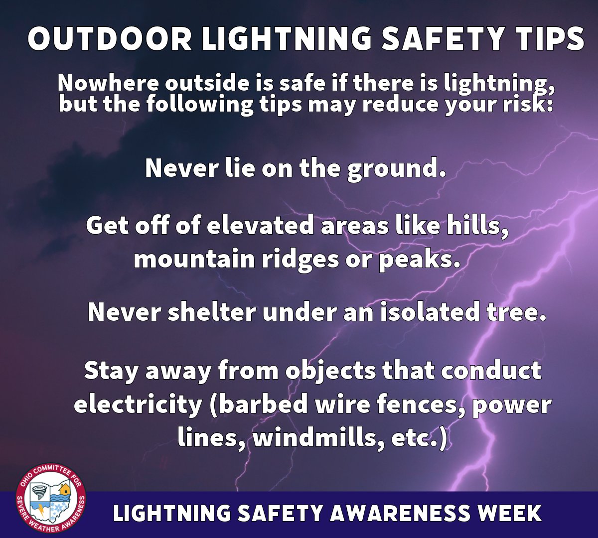 Remember, there is no safe place outdoors during a thunderstorm. When  thunder roars, seek safe shelter. Using these tips can potentially help  reduce your risk if you're caught outside during a storm., image size:1200x1080