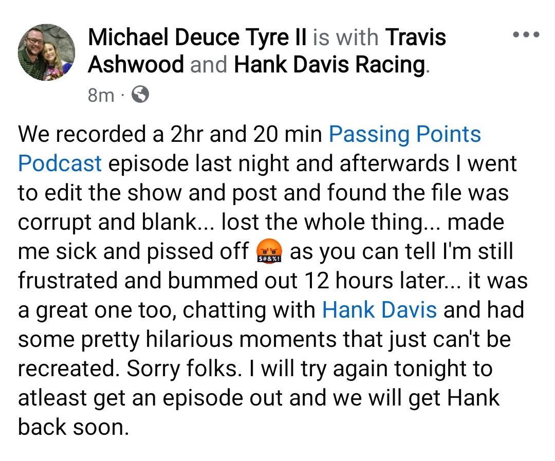Passing_Points's tweet image. Frustrating times... 😢
@TyreRacing11 @23Ashwood @hankdavis1h @LaneGoodman3G