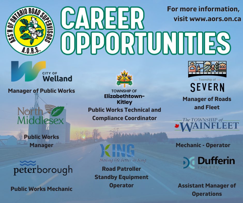 Transform Ontario's infrastructure with us! Municipal Public Works departments across the Province are hiring for various public works roles across the province. Join the team!

For all the details visit here: aors.on.ca/resources/empl…
 
Is your #onmuni hiring? Contact us!