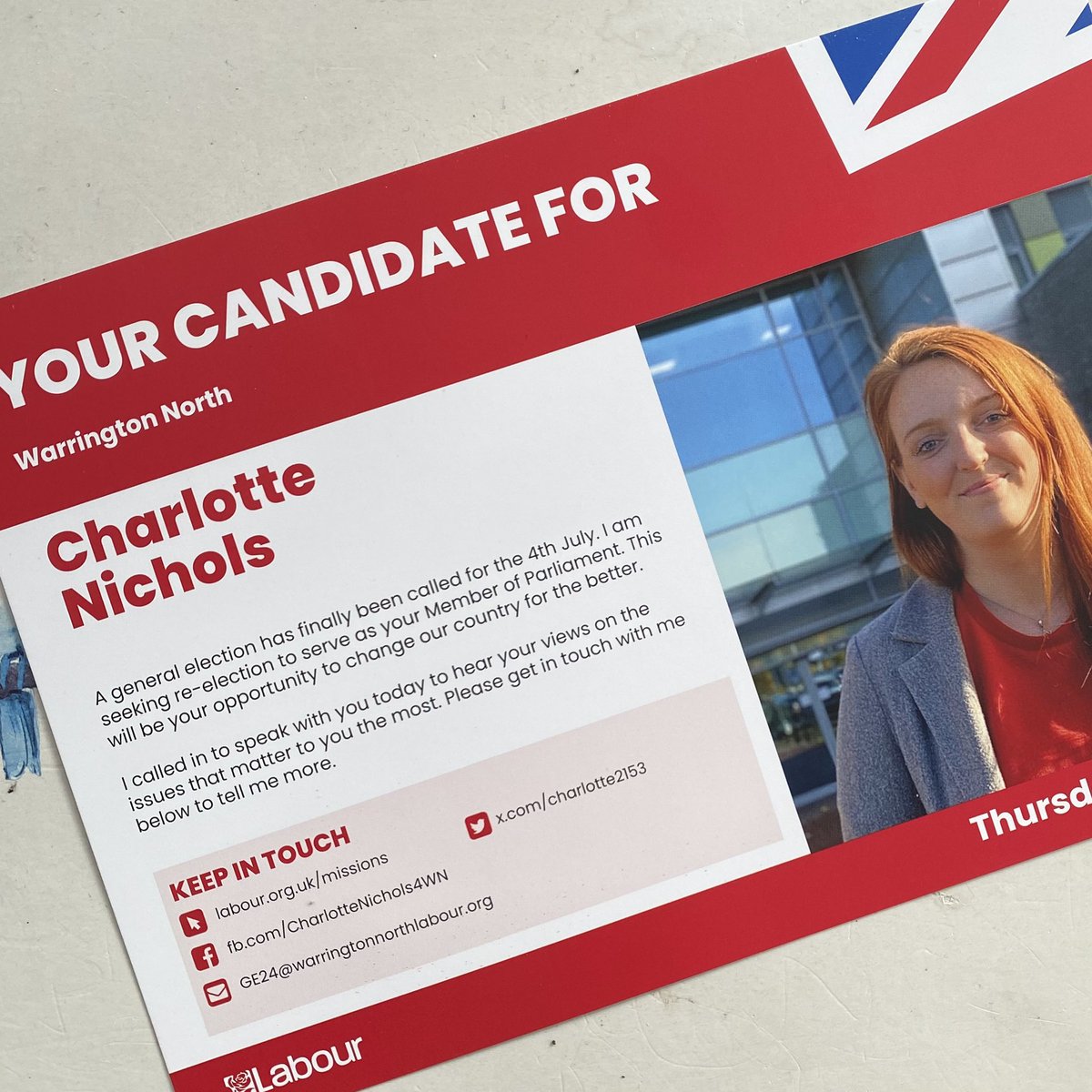 jojasca's tweet image. Great to chat to @charlotte2153 at my door. Postal vote just needs to be sent tomorrow. Roll on next week!