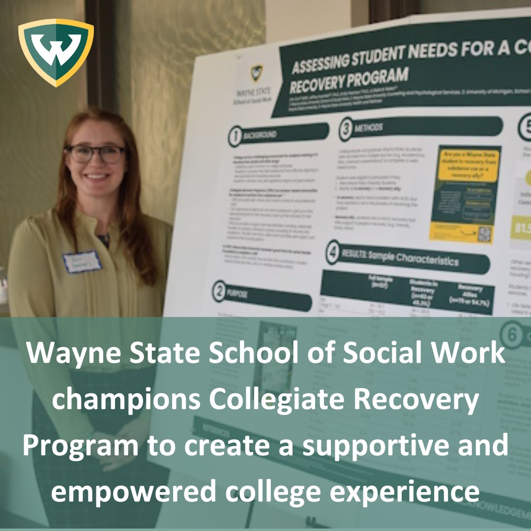 📚 Wayne State's School of Social Work champions the Collegiate Recovery Program, fostering a supportive and empowered college experience for students in recovery. 🌟 Learn more about this vital initiative! bit.ly/3RIHm06  #StudentSupport #WayneState