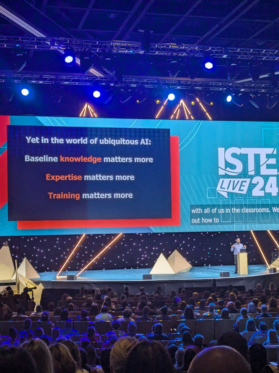 Agreed! We need to focus on knowing things more than ever before to navigate using AI and our ever changing world. <a href="/emollick/">Ethan Mollick</a> #ISTELive