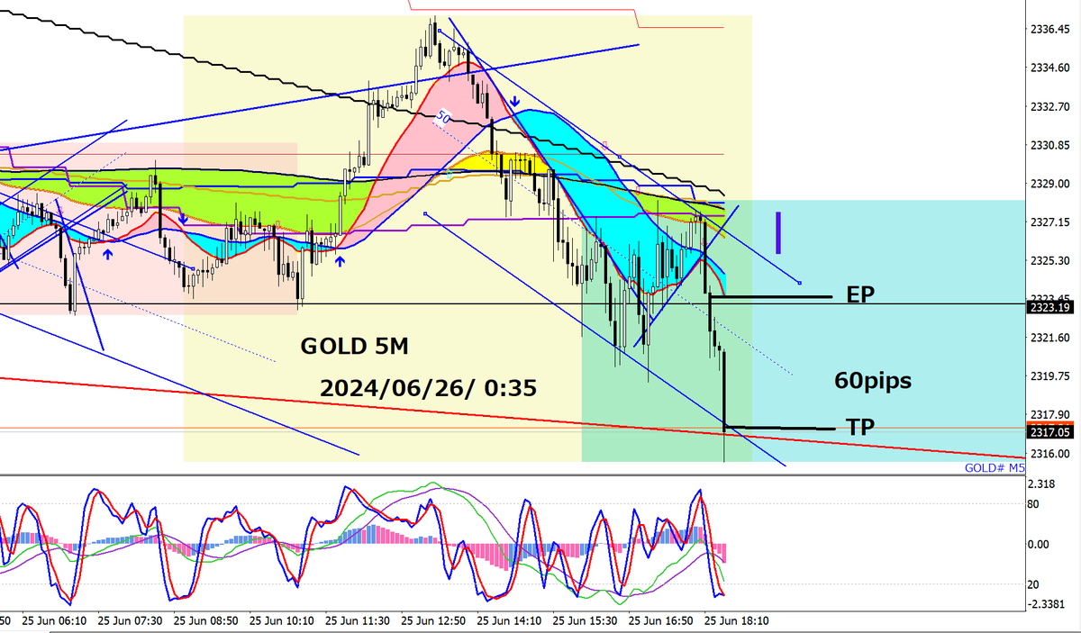 nyseanny89's tweet photo. GOLDショート。60PIPS。設定したTPまで行くと思ってなかったのでラッキー。 https://t.co/zgThrzwNm3