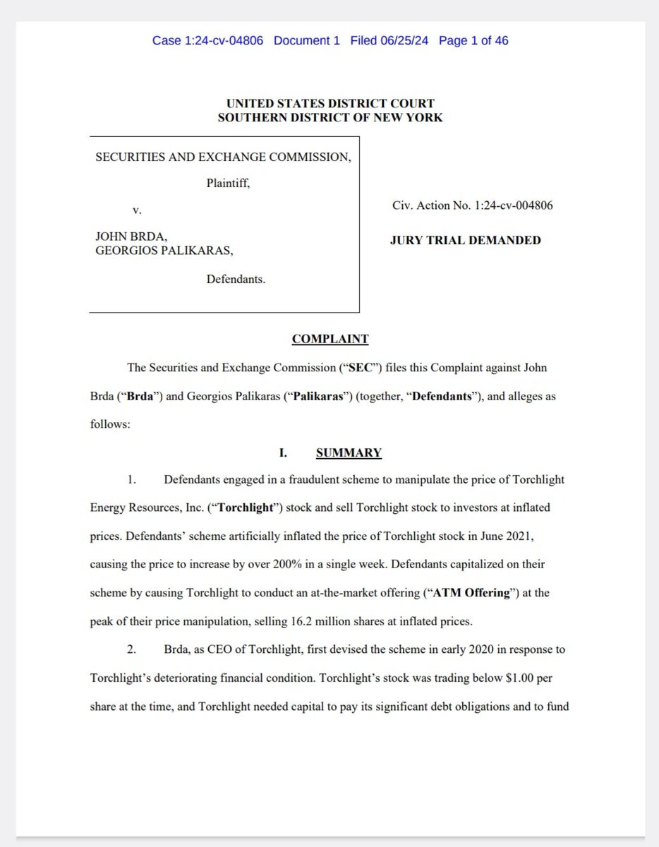 RareDealsHere's tweet photo. This should be a fun point to address:
"...Brda made false and misleading
statements and omissions that were intended to create the false impression that Torchlight's oil
and gas assets would be quickly monetized and distributed to Preferred Dividend holders within
six months of the merger..."
I wonder what interfered with the possibility of quickly monetizing Torchlight's assets?
Oh yeah, somehow the Preferred Dividend became tradeable as $MMTLP. Meta was forced to pivot. This hurt them because oil prices were through the roof. It would've been easy IMO to sell the assets resulting in more than the $1-$20 estimate that was floated.
I guess there's no way around addressing MMTLP in the case!
If you think about it, the fact that Next Bridge Hydrocarbons is developing the asset and they didn't sell in the $1-$20 per share range, this hurts those that are holding short positions in Next Bridge Hydrocarbons. They thought they'd avoid a squeeze and get out cheap.
#MMTLPsetaDATE