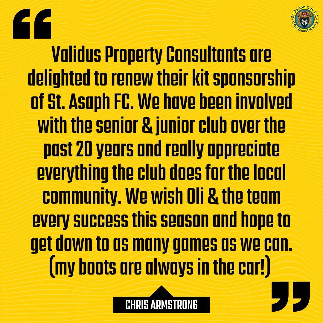 Validus 🤝 Saints 

We are extremely grateful to Validus Property Consultants who have kindly sponsored our U23s kit for the coming season✍️

Hear what Chris had to say on renewing the deal 🗣️ 

Thank you Validus⚫️🟡