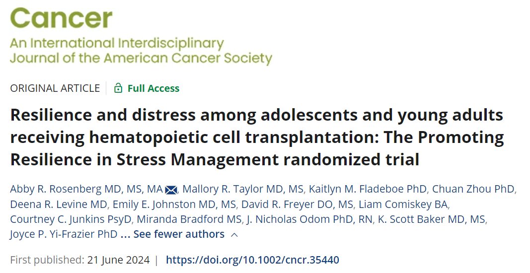 ACS Journal Cancer (@journalcancer) on Twitter photo Being resilient implies being distressed in the first place. For #AYAs with cancer, the PRISM resilience coaching program might help those with concurrent depression or anxiety.
New study led by our #PedOnc Editor <a href="/AbbyRosenbergMD/">Abby Rosenberg, MD, MS, MA</a>: acsjournals.onlinelibrary.wiley.com/doi/10.1002/cn…
<a href="/OncoAlert/">OncoAlert</a> #AYACSM Being resilient implies being distressed in the first place. For #AYAs with cancer, the PRISM resilience coaching program might help those with concurrent depression or anxiety.
New study led by our #PedOnc Editor <a href="/AbbyRosenbergMD/">Abby Rosenberg, MD, MS, MA</a>: acsjournals.onlinelibrary.wiley.com/doi/10.1002/cn…
<a href="/OncoAlert/">OncoAlert</a> #AYACSM