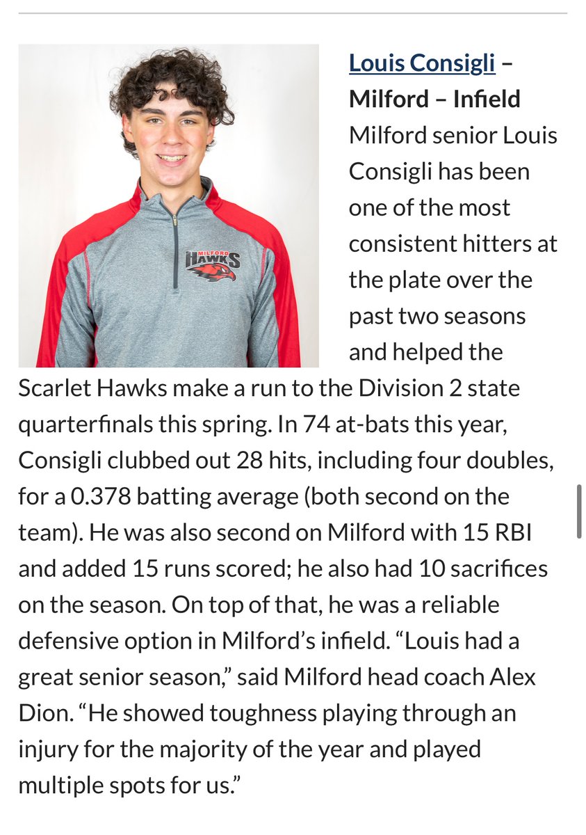 Milford_BSB's tweet photo. Congrats to these young men! They represent us well on and off the field! Fantastic year @KeithLee2024 @NickKoch27 @consiglilouis5 @Damien1380 https://t.co/aiQ3S3g1Ds