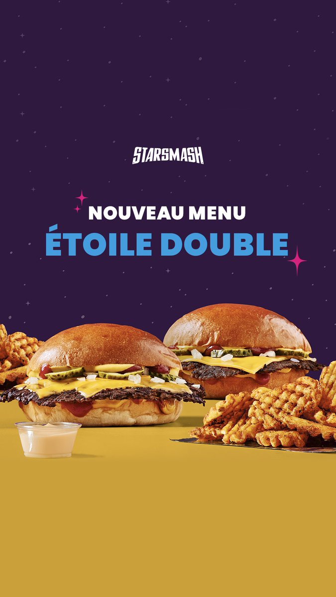 Découvrez notre nouveau menu ÉTOILE DOUBLE, le menu Starsmash à partager avec votre duo ! ⭐️⭐️
Savourez votre premier menu Étoile Double après une victoire (🤞🏻) des Bleus, le timing parfait ! ⚽️

Menu à partir de 19,90€

Livraison disponible sur UberEats et Deliveroo