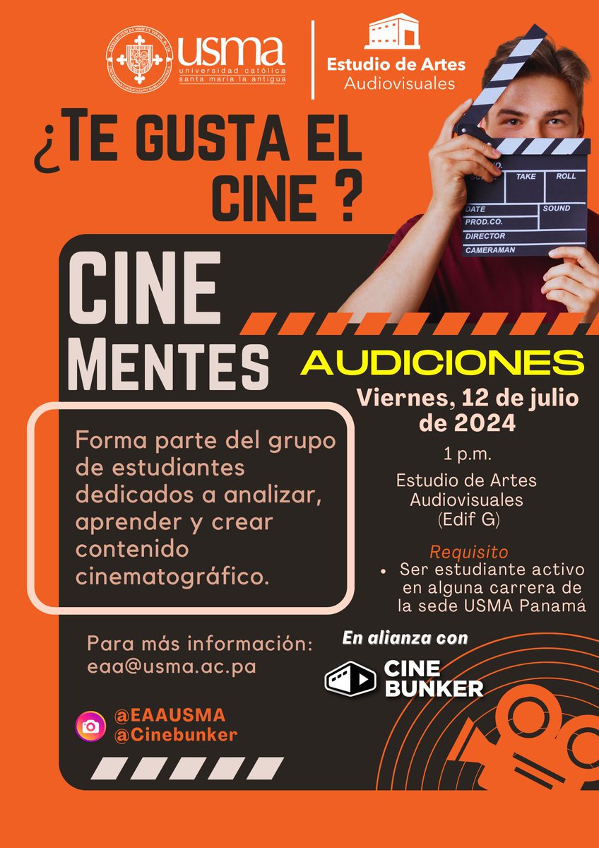 USMApanama's tweet image. 🎬 EAA | ¿Te gusta el cine? | CineMentes 📽️
#EAAUSMA #AECOSUSMA