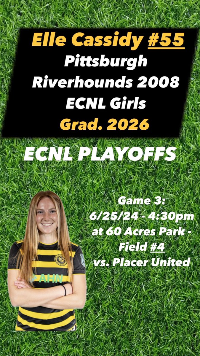My team had an unfortunate loss yesterday in ECNL Playoffs, but hope you can make it to our last game today! <a href="/ECNLgirls/">ECNL Girls</a> <a href="/ImYouthSoccer/">ECNL/GA/Recruiting/College Soccer</a> <a href="/ImCollegeSoccer/">College Soccer Truth ™</a> <a href="/PrepSoccer/">Prep Soccer ⚽️</a> <a href="/HoundsAcademy/">The Riverhounds Academy</a> <a href="/RotzyJ_37/">John Rotz</a>