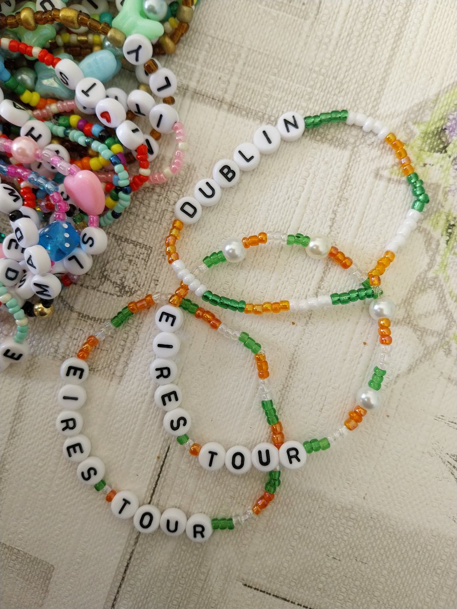 CallRosheen's tweet photo. About to pump the bracelet factories production levels into overdrive making a bunch of Éires tour bracelets https://t.co/nrG7ybBzhs
