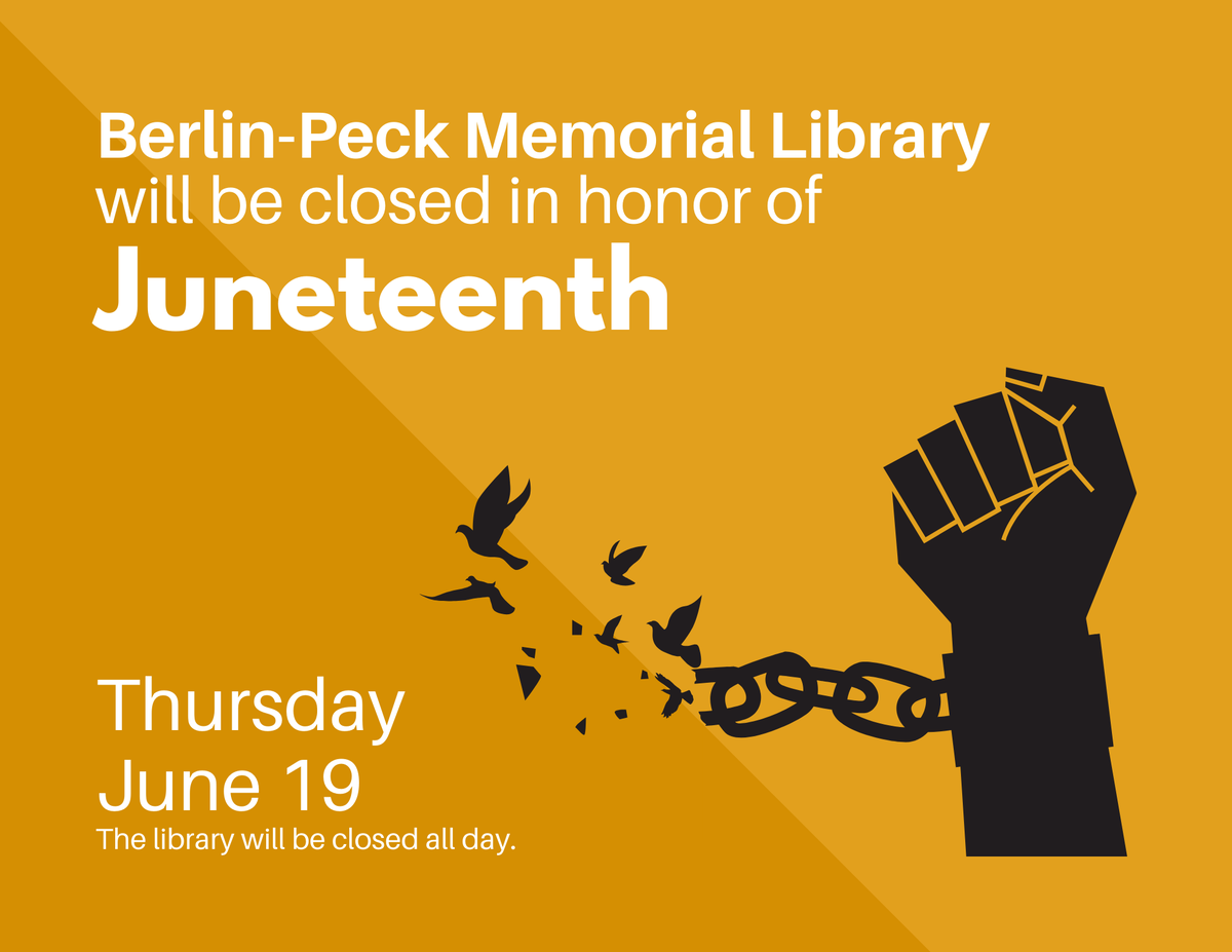 The library will be closed Thursday, June 19, for Juneteenth.