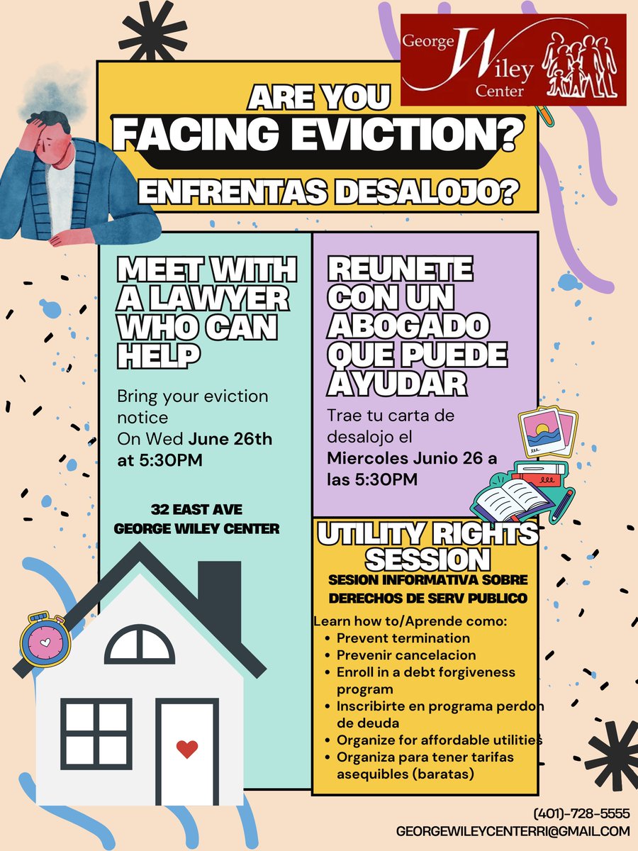 FREE EVICTION CLINIC. Bring your eviction notice to the George Wiley Center and meet with lawyers from Rhode Island Legal Services who are here to assist you! georgewileycenter.org