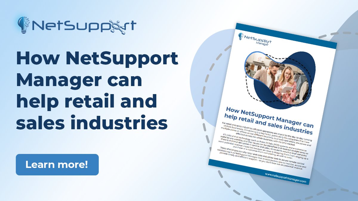 NetSupportNSM's tweet image. Boost efficiency, training, & customer service with NetSupport Manager - the robust remote control solution for retail and sales! mvnt.us/m2419273
#NetSupportManager #RetailTech