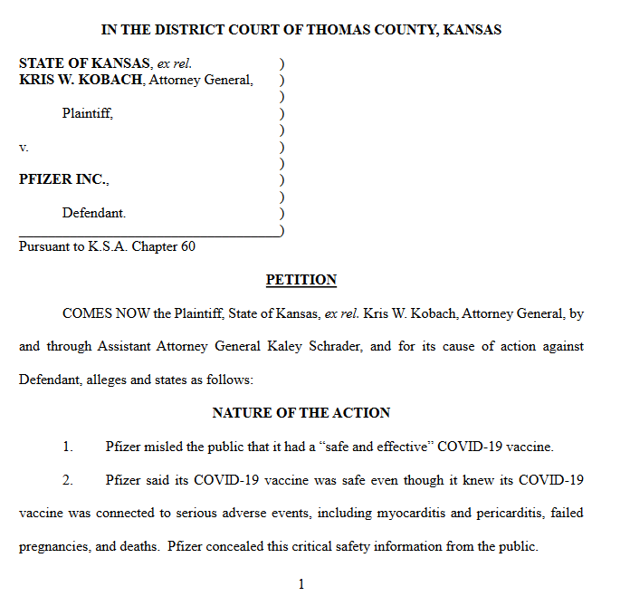 AbuIyaadSP's tweet photo. Kansas Attorney General Sues Pfizer Over 'Misrepresentations' and 'Adverse Events' of Covid-19 Vaccine. Pfizer for deceptive claims about its COVID-19 vaccine ("safe &amp; effective").

More here:
https://t.co/j0Hle38QPM https://t.co/Goshq03jhB