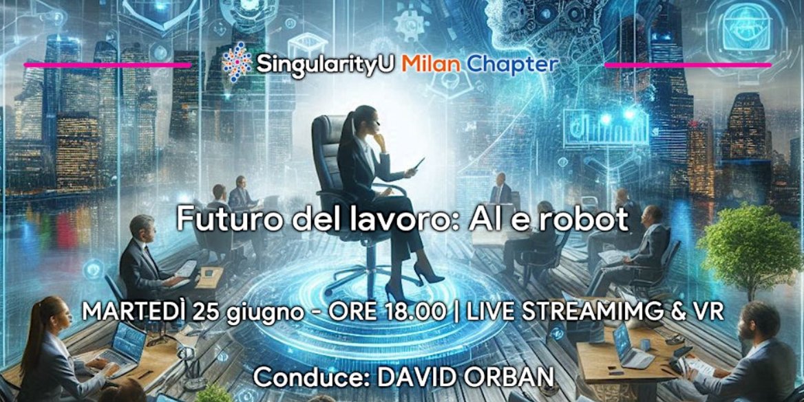 Inizia Futuro del lavoro: AI e robot. 
Conduce <a href="/davidorban/">David Orban</a>, relatore Enrico Coppotelli, presidente CISL Lazio 
<a href="/enricocoppotell/">Enrico Coppotelli</a>