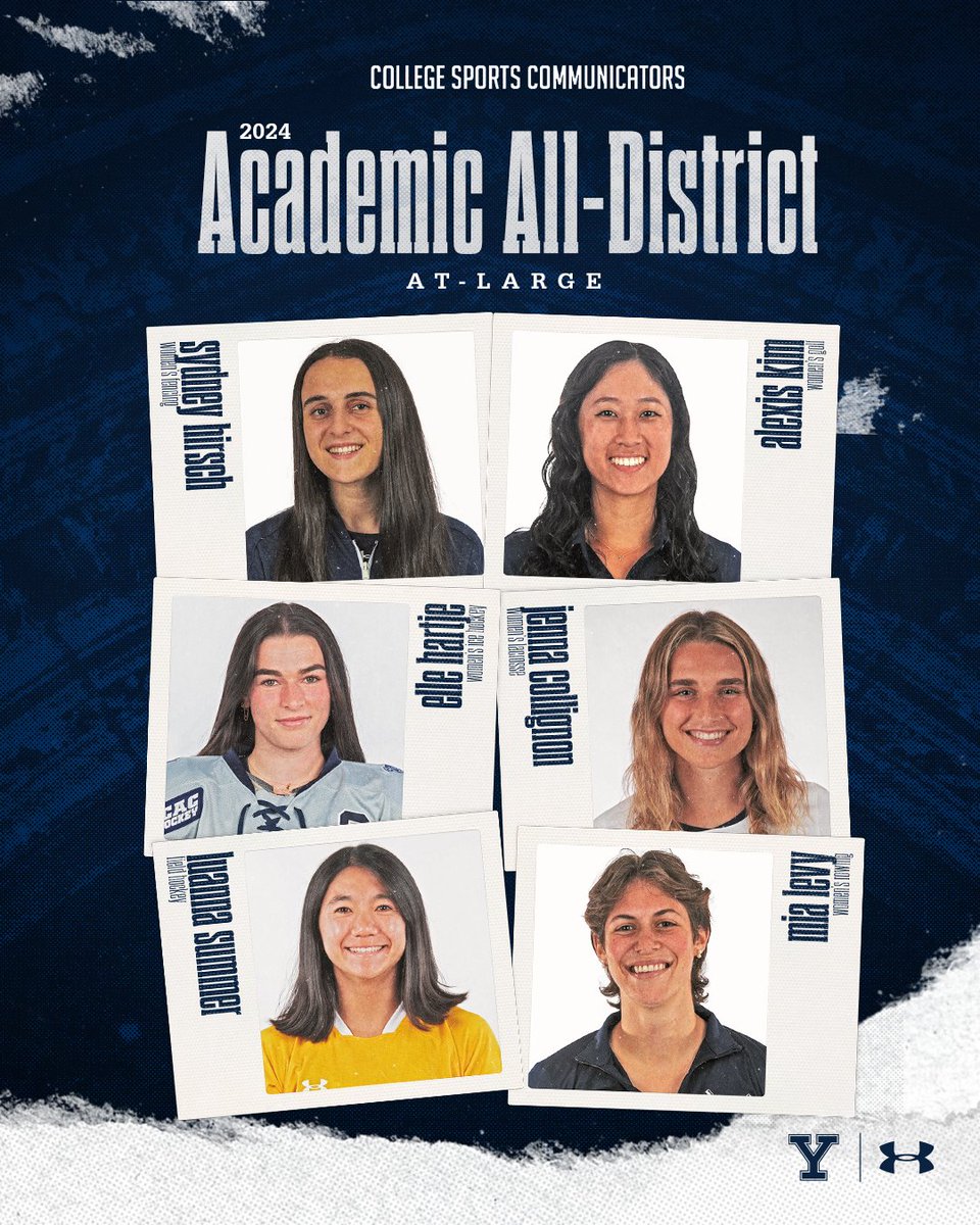 YaleAthletics's tweet photo. Congratulations to the 1⃣1⃣ student-athletes who earned @CollSportsComm At-Large Academic All-District honors 📚

📰 https://t.co/BsQedmKWqW https://t.co/x0EYsvFXwk