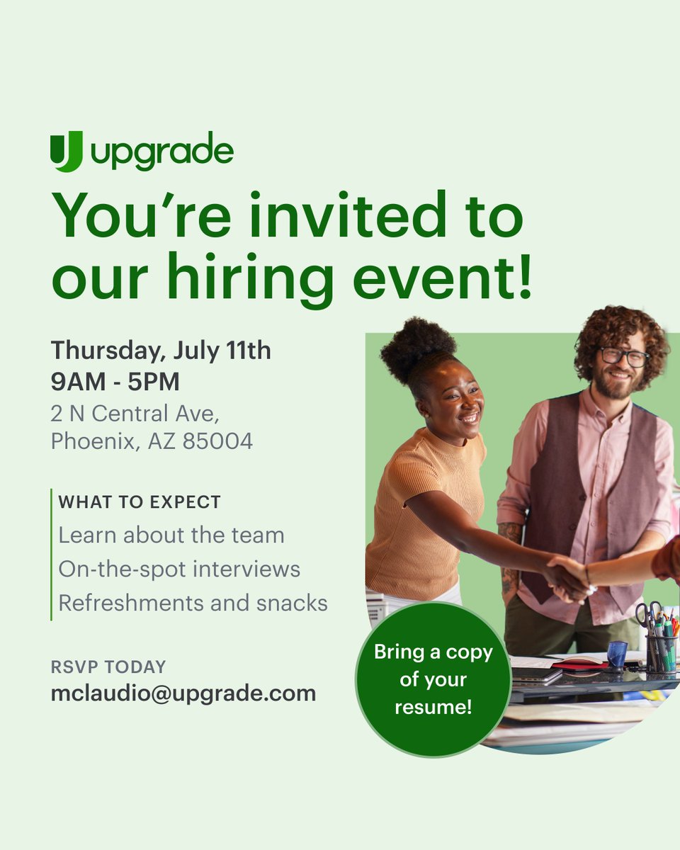 We are hosting a hiring event on Thursday, July 11th. We need talented customer service professionals to join our service center.

What We Offer:
Competitive salary and 100% employer-paid benefits
Comprehensive training programs
Career growth opportunities
A collaborative and