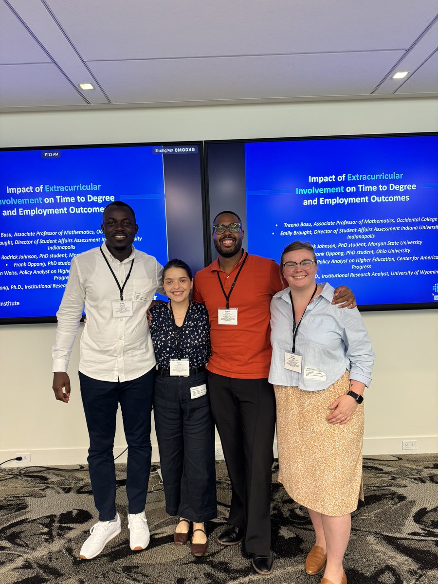 MadisonWeiss94's tweet image. My team and I presented our research on the Impact of Extracurricular Involvement on Time to Degree and Employment Outcomes at the 2024 NCES Data Institute!