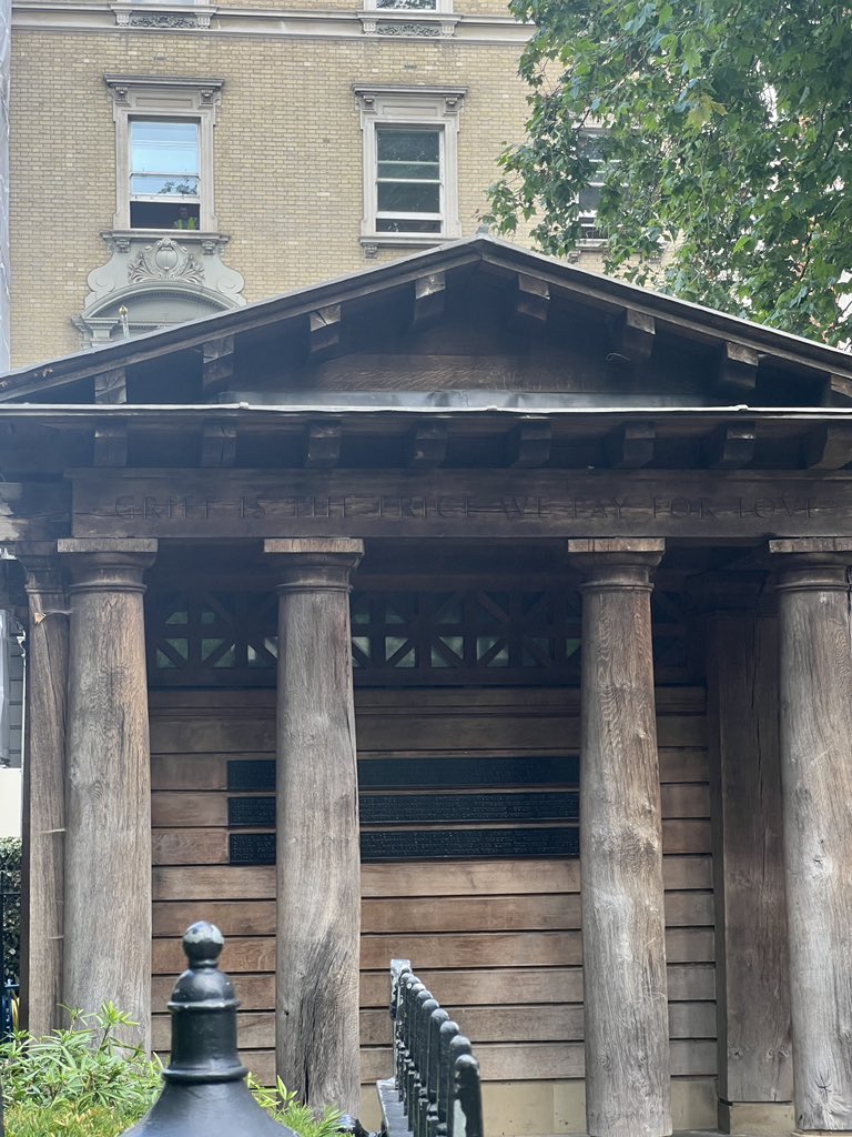 Today visiting all my recently deceased friends favorite places in London in search of their spirit and I passed this memorial. 

Inscribed 
“Grief is the price we pay for love”