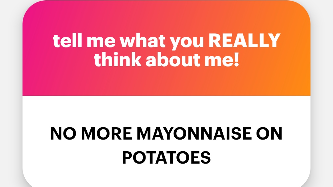 The mayonnaise on potatoes will continue 🗿