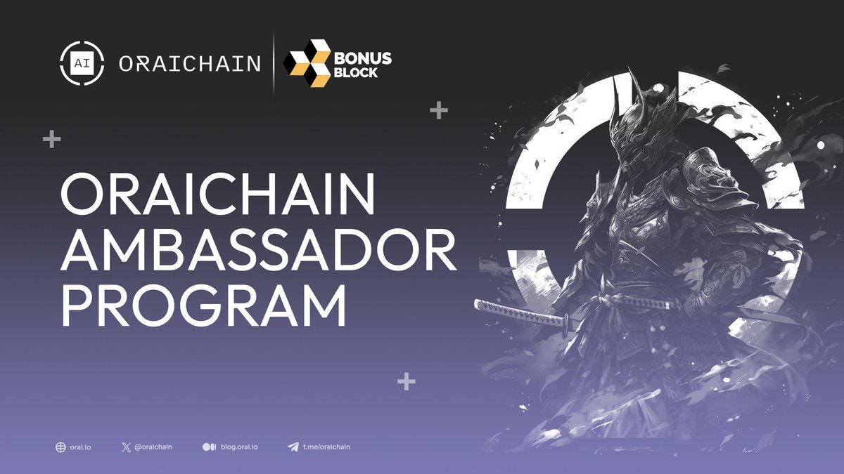 oraichain's tweet image. 🔊 Oraichain Ambassador Program is Ready to Rock!

📖 Get Started: oraichain.notion.site/Welcome-to-Ora… 

🎮 Connect &amp;amp; Earn XP: orai.bonusblock.io 

🦅 Early bird perks:  Airdrop, NFTs &amp;amp; more!

🌟Be a #SamORAI, have fun &amp;amp; earn rewards.

@oraichain 🤝 @bonus_block