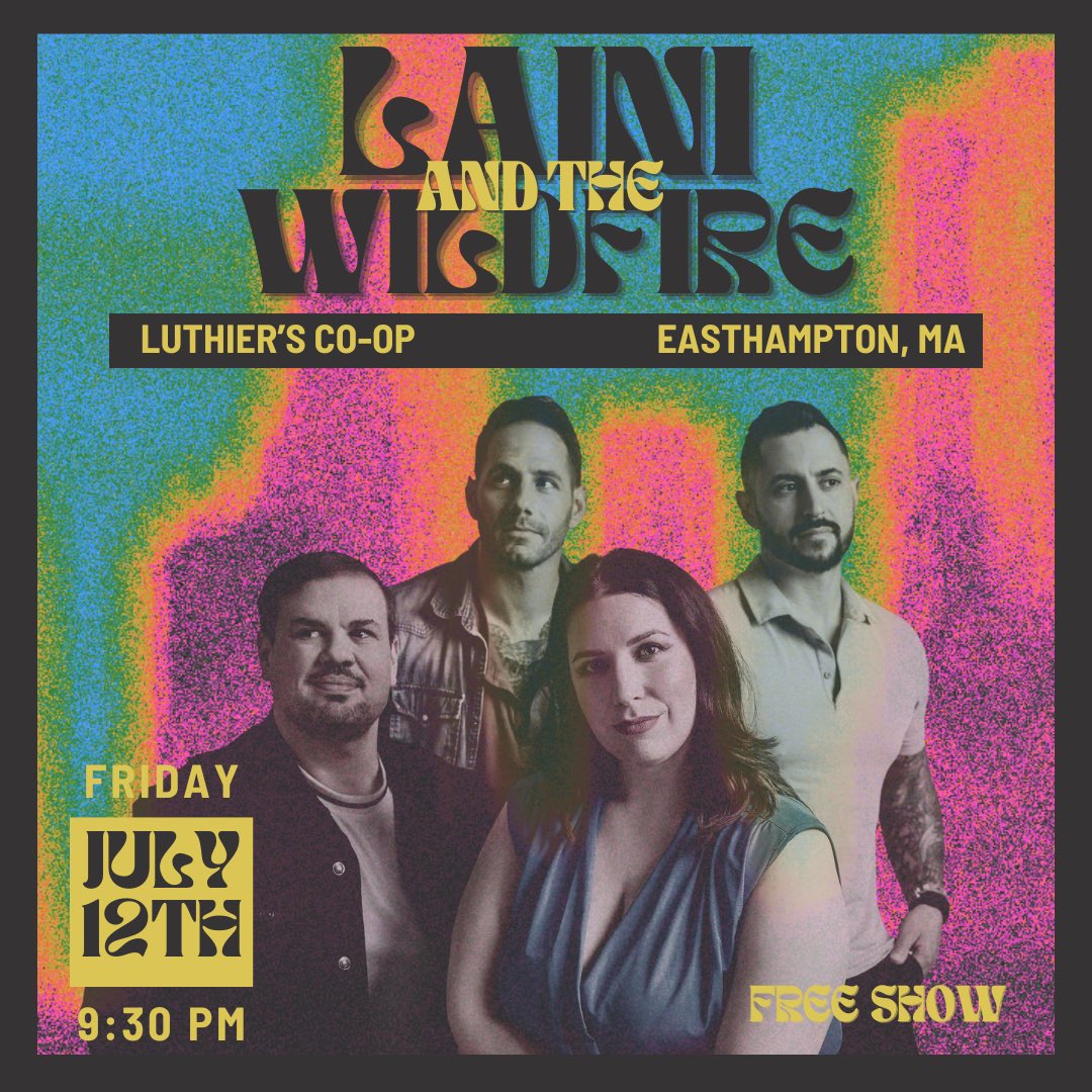 Friday July 12th we hit the stage at Luthier’s Co-op in Easthampton, MA. Show starts around 9:30 . Can’t wait to see you there! 💛