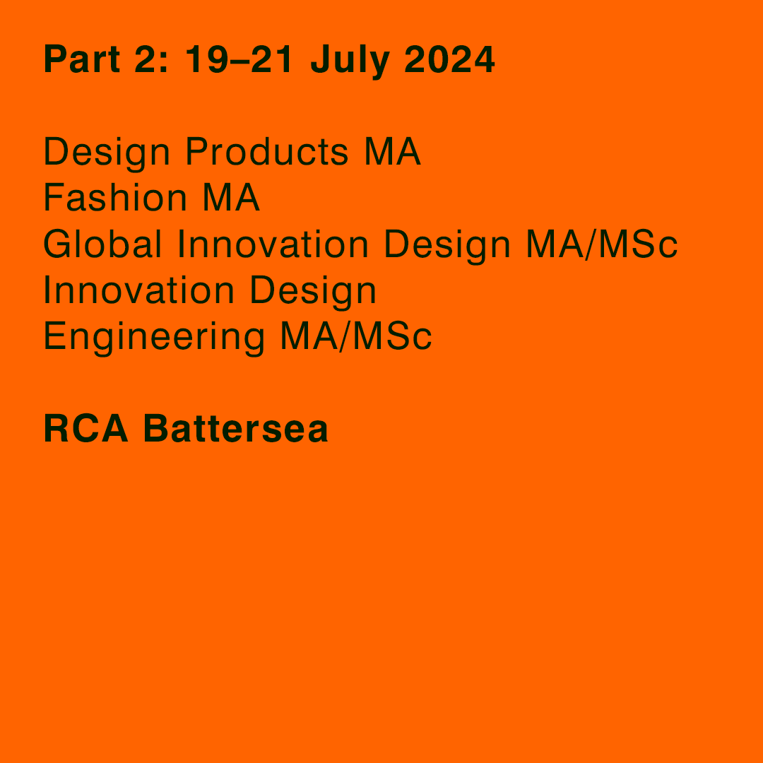 RCA's tweet image. ➡️ Up next as #RCA2024 continues...

📆 School of Design postgraduate exhibitions and events, Part 1: 12–14 July 2024 and Part 2: 19–21 July 2024 in The Studio Building at the RCA Battersea Campus.