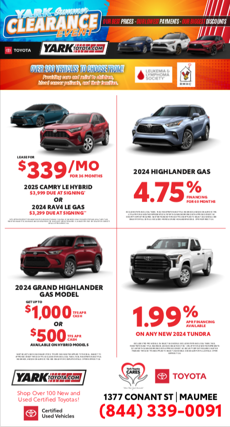 YarkToyota's tweet photo. Get the best prices, lowest payments, and biggest discounts all month long at Yark Toyota during our Yark Summer Clearance Event!💸 https://t.co/iOj6Iv0BpY