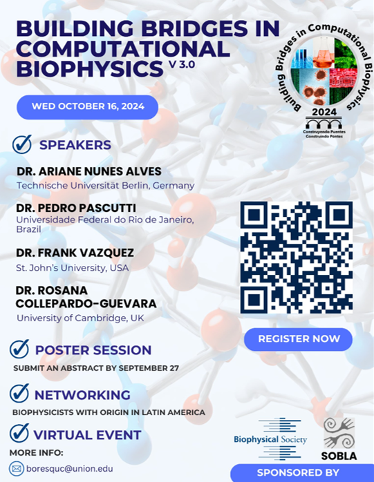 It's here again! check out the 3rd Building Bridges in #computational #biophysics ! Register using their QR code <a href="/BiophysicalSoc/">Biophysical Society</a>
