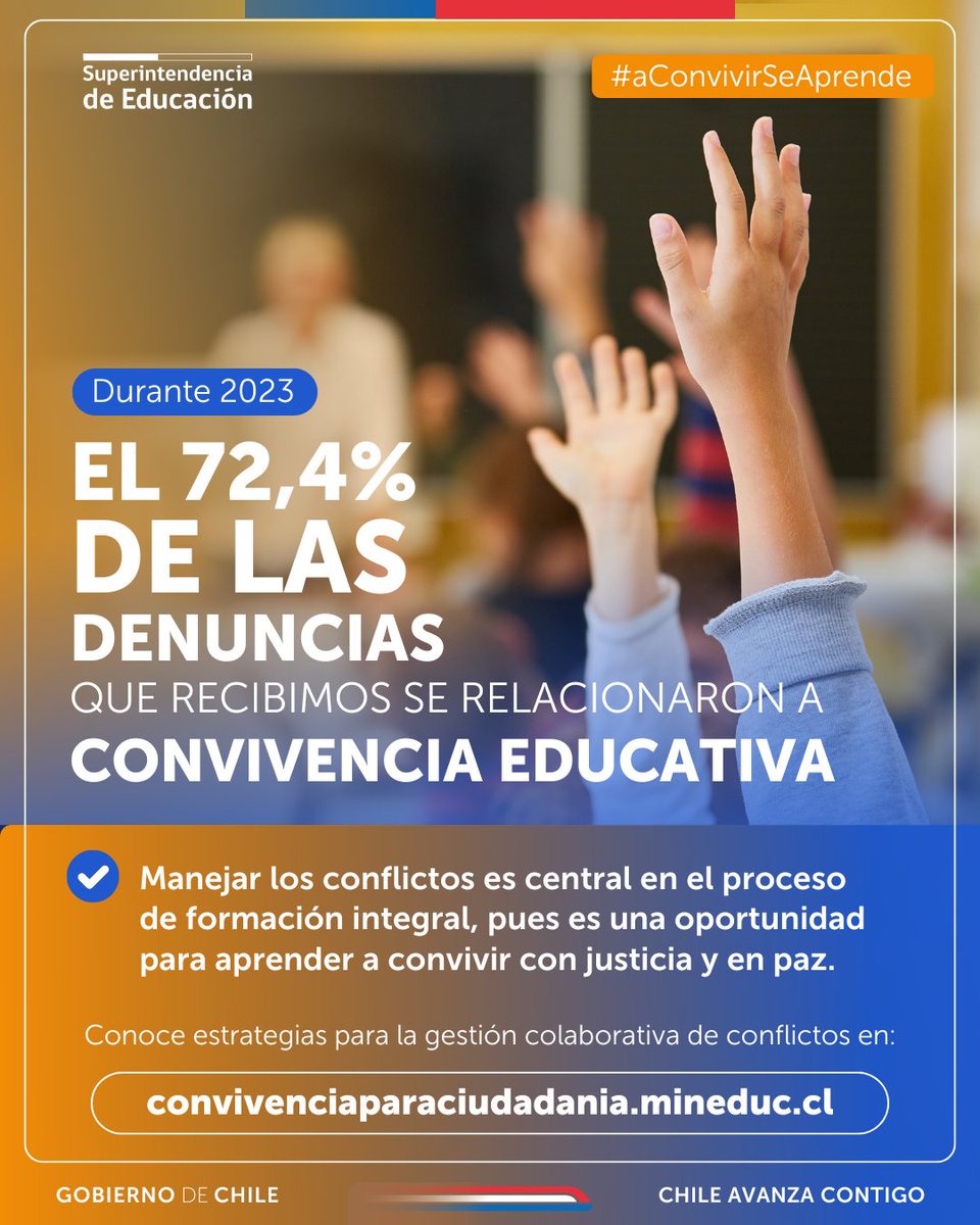 🤝La Gestión Colaborativa de Conflictos es clave para  avanzar hacia una mejor convivencia educativa.

Te invitamos a comprometerte con el buen trato y conocer recursos para promover entornos educativos más respetuosos e inclusivos👉 convivenciaparaciudadania.mineduc.cl

#AConvivirSeAprende🙌