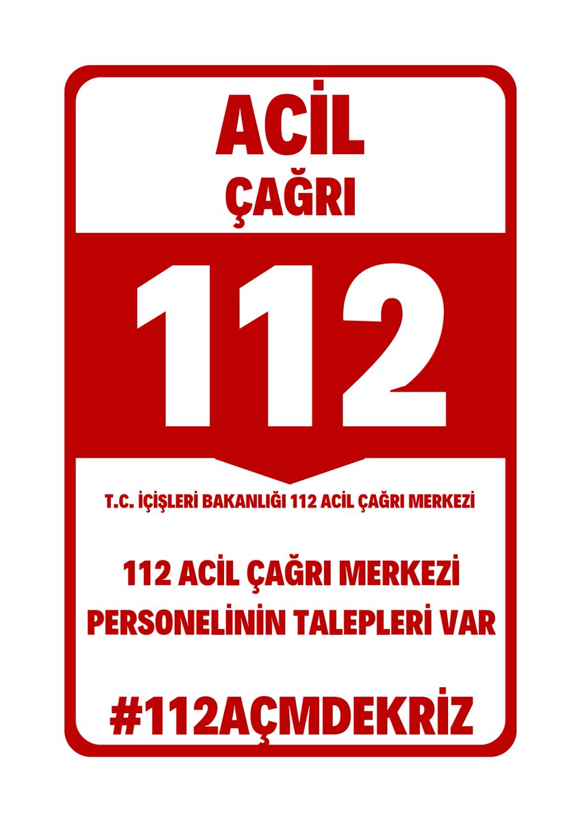 Aynı yerde çalışıp,en az maaşı almak değil hakkımız ;
*Yıpranma payı
*Yemek (veya ücreti )
*Servis imkanı (ücreti)
*Özel günlerde mesai ücreti 
1+1 çalışma sistemi : (1 saat çalış, 1 saat dinlenme)
*Görevde yükselme /ara kadame yönetici 
#112AcmdeKriz