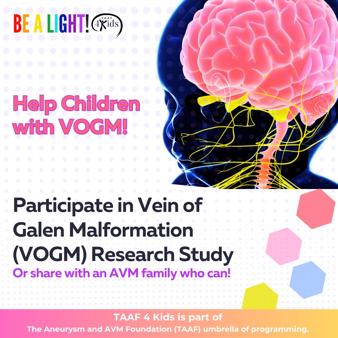 TAAF 4 Kids (@taaf4kids) on Twitter photo We proudly support <a href="/VOGM_GRC/">VOGM Genetics Research Consortium</a> thru our annual research grant, & you can make a difference too! If you or someone you know is affected by #AVM, join this crucial research or share w/other #VOGM families. Both actions are integral to our success. childrensal.org/vogm-grc-ways-… #VeinofGalen We proudly support <a href="/VOGM_GRC/">VOGM Genetics Research Consortium</a> thru our annual research grant, & you can make a difference too! If you or someone you know is affected by #AVM, join this crucial research or share w/other #VOGM families. Both actions are integral to our success. childrensal.org/vogm-grc-ways-… #VeinofGalen