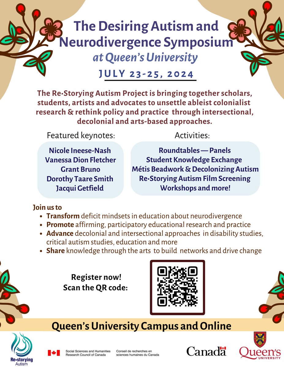 The Desiring Autism and Neurodivergence in Education: Symposium registration is now live! 

We invite researchers, students, artists, and activists to join us in-person or online! 

events.fin.queensu.ca/cgi/page.cgi/_…