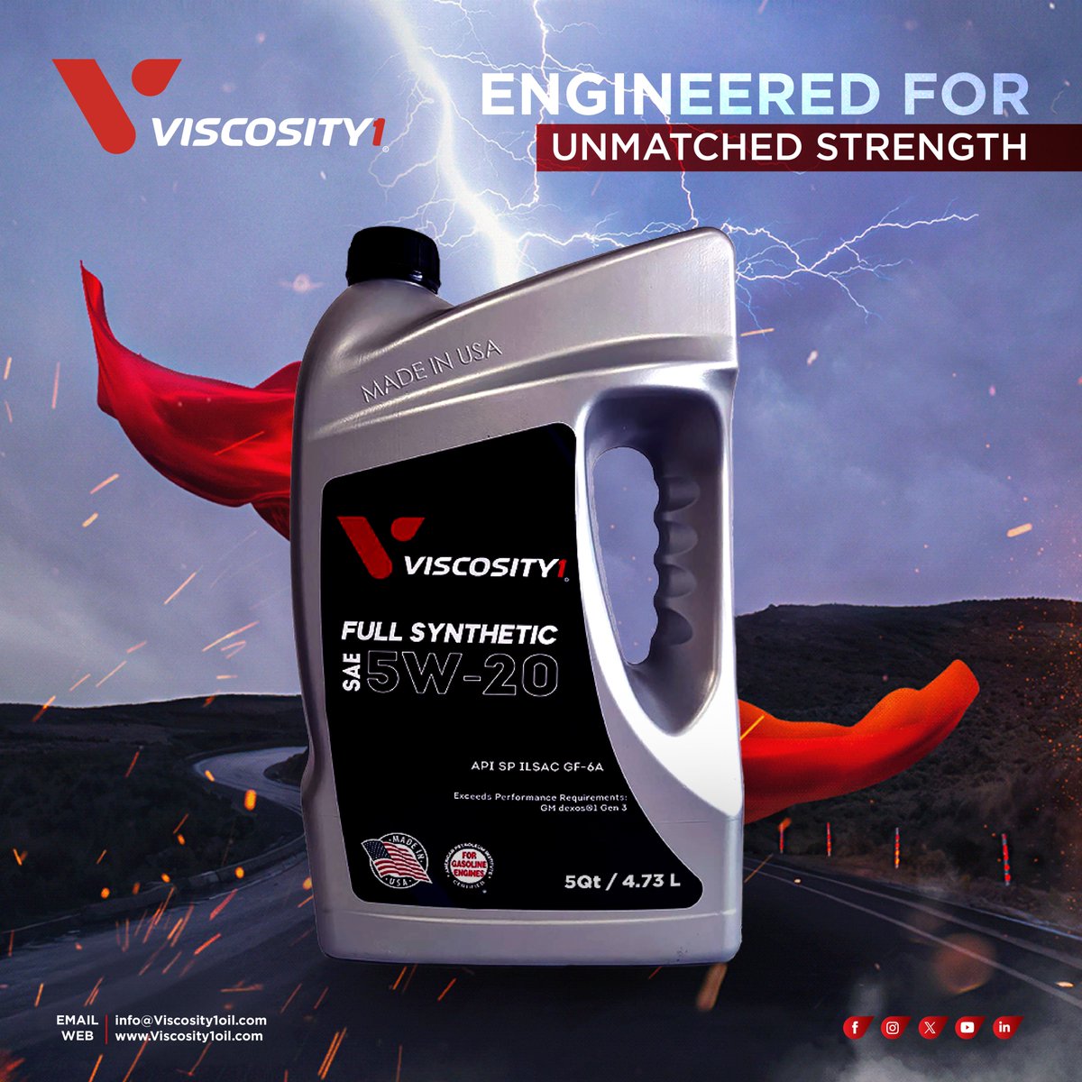Viscosity1_usa's tweet image. Witness the power of Viscosity1 Full Synthetic SAE 5W-20
for more info visit our website:
viscosity1oil.com 
or contact us :
info@viscosity1oil.com 
#Viscosity1usa #FullSynthetic #EngineeredForStrength #SAE5W20 #EngineProtection #PerformanceBoost #CarCare #automaintenance